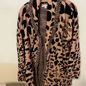 Chico's Black and Tan Animal Print Cardigan
